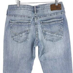Buckle BKE Men Jeans‎ CARTER 32R Light Blue Wash Straight Zipper Fly